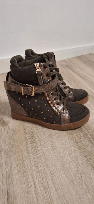 Botines tacón mujer verde oliva