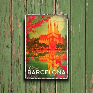 PLACA METALICA VISITA BARCELONA CARTEL TURISMO