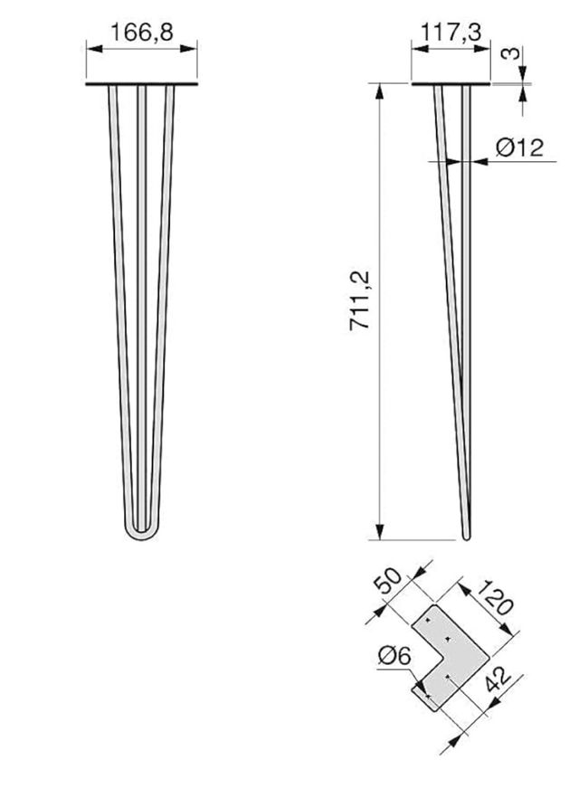 4 Patas mesa horquilla blanco