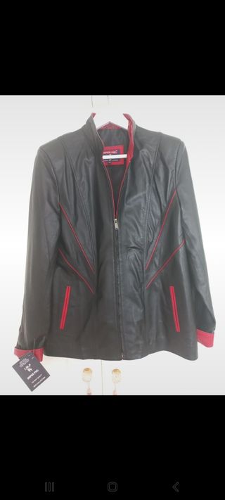 Chaqueta Imper Piel Piel negra y roja XXL