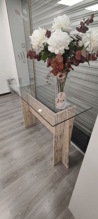 Mesa  cristal mármol