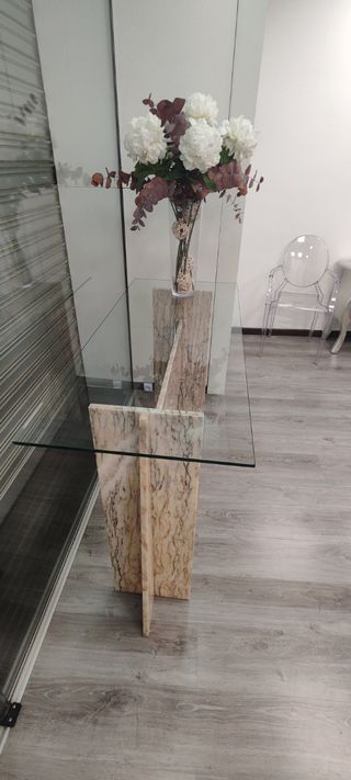 Mesa  cristal mármol