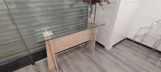 Mesa  cristal mármol
