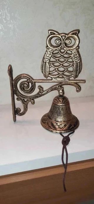 Campana porta con gufo - metallo