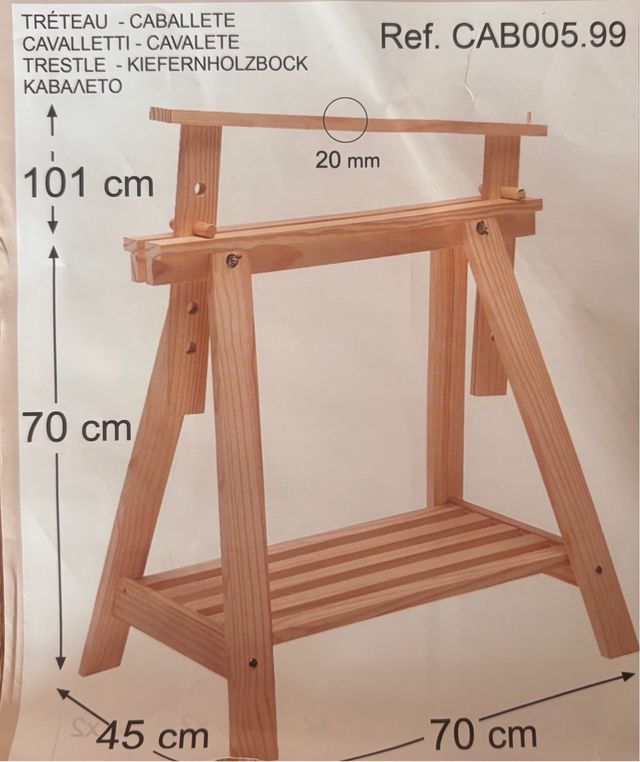 Juego 2 Caballetes de madera regulable 