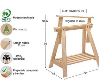 Juego 2 Caballetes de madera regulable 