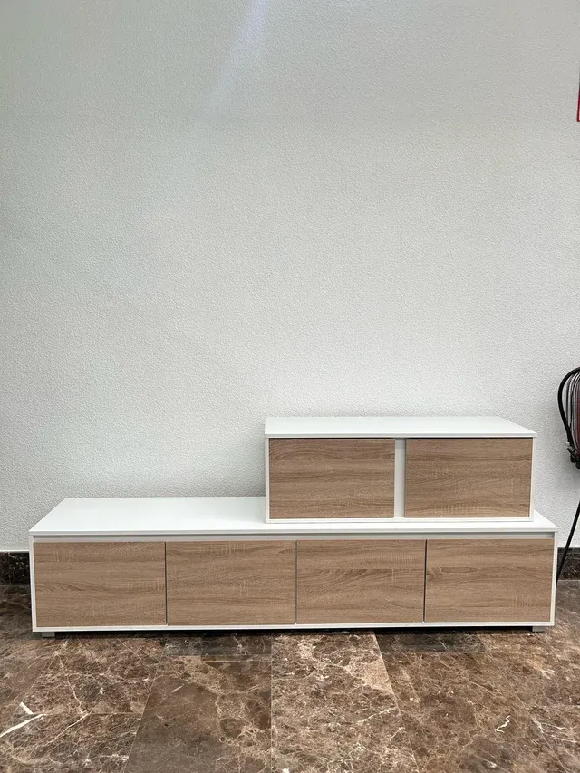 Mueble TV blanco & madera 108cm