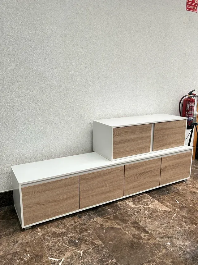 Mueble TV blanco & madera 108cm