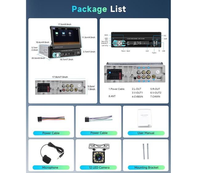 Radio para Coche 7" 1 DIN