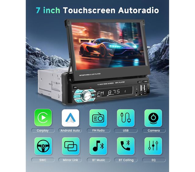 Radio para Coche 7" 1 DIN