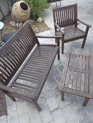 Set giardino legno marrone - 3 pezzi
