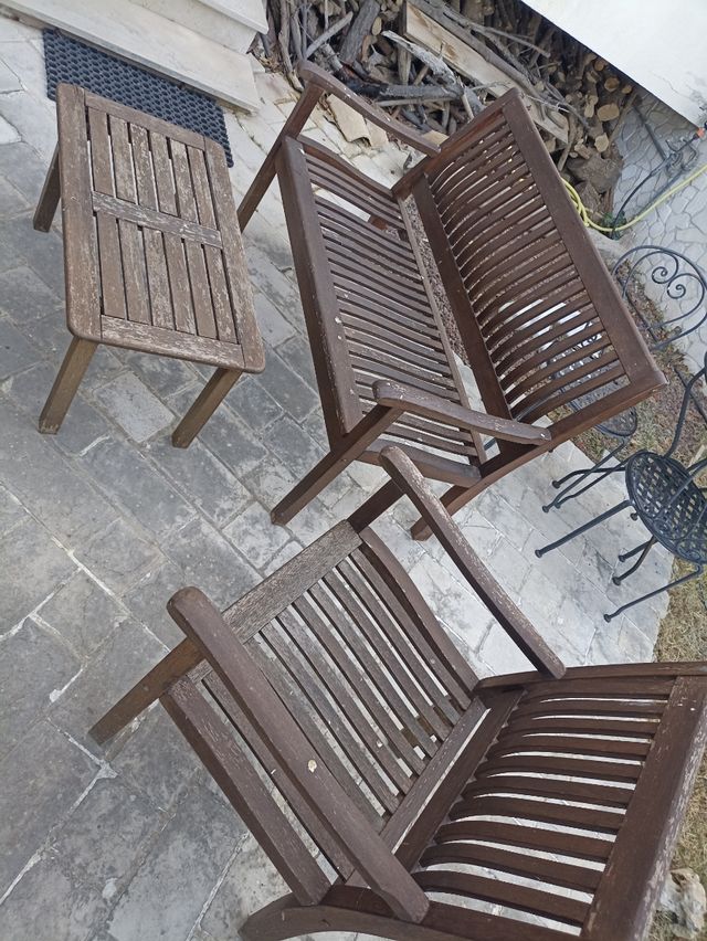 Set giardino legno marrone - 3 pezzi