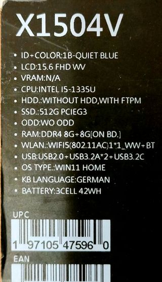 Portátil Asus Intel i5-16GB-512GB SSD a estrenar