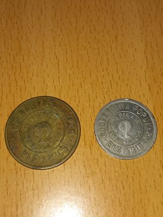 2 tokens moneda de Terrassa 10 céntimos 1935
