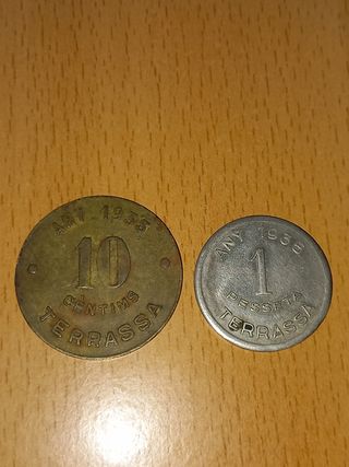 2 tokens moneda de Terrassa 10 céntimos 1935