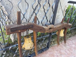 Lampada rustica in legno ex giogo