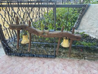 Lampada rustica in legno ex giogo