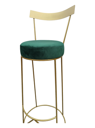 Taburete metal dorado- terciopelo rosa