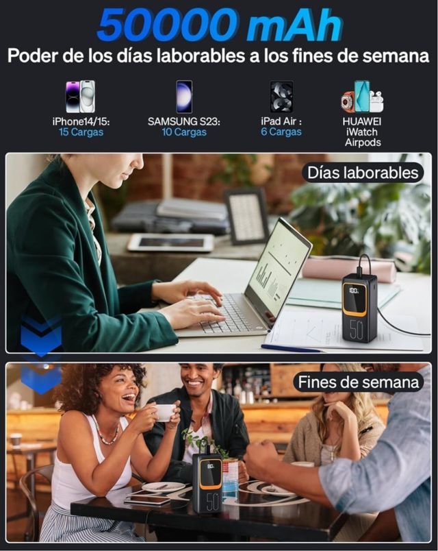 PowerBank 50000mAh - Carga Rápida