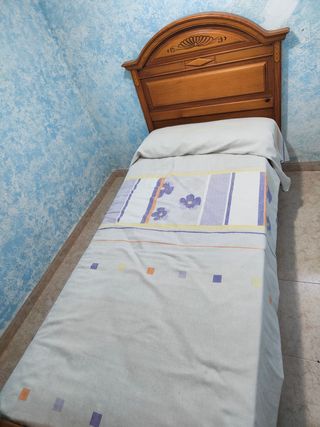 Cama de 90 cm de madera maciza - Colchón regalo