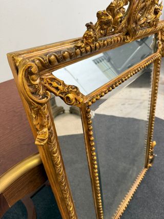 Fantastico specchio dorato con pennacchio,