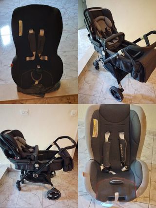 Cochecito bebé + 2 sillas auto sin insofix 