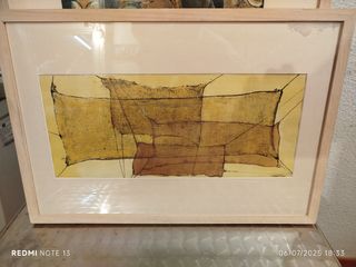 Cuadro abstracto - Lienzo amarillo y marrón