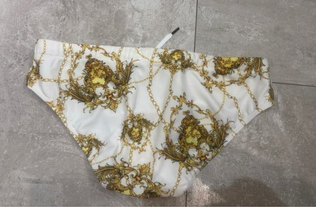 Bañador Zara oro blanco L/XL.
