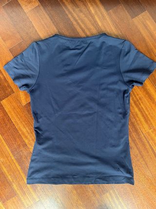 Top Zara taglia S scollo a V blu lucido