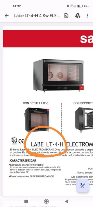 Horno eléctrico SALVA. Oportinidad HOSTELERIA