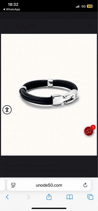 Pulsera Uno de 50 - Cuero Negro