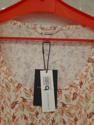 Top Cortefiel XL - Naranja y blanco