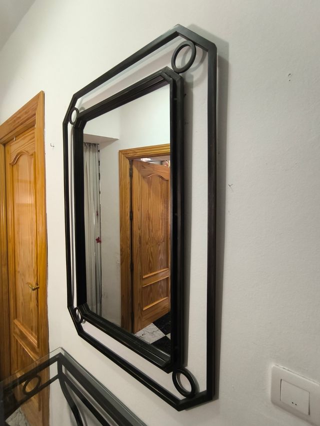 Mesa consola forja y cristal