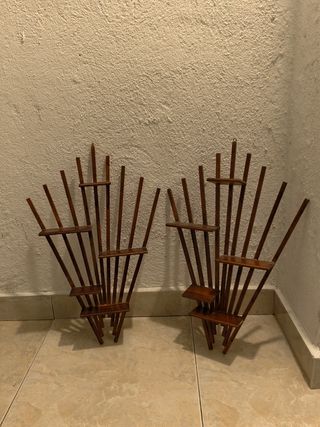 2 Colgadores Pared Madera Vintage