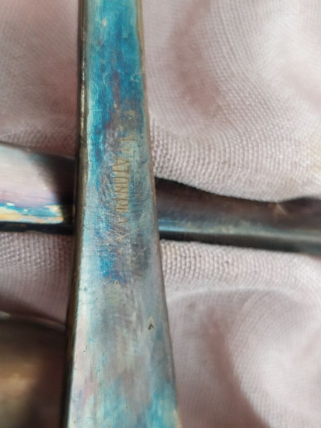 Lote 1 de 6 Cucharas Plata/Latón Antiguas