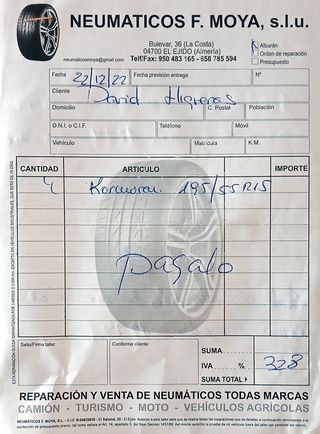 4 Llantas 185/65R15 usadas