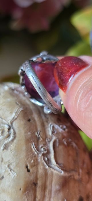 Anillo plata siglo XIX piedra morada
