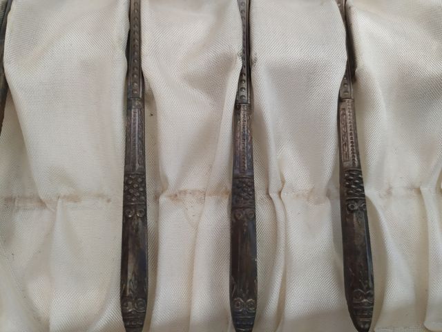 Lote 3 de 6 Cucharas Plata/Latón Antiguas