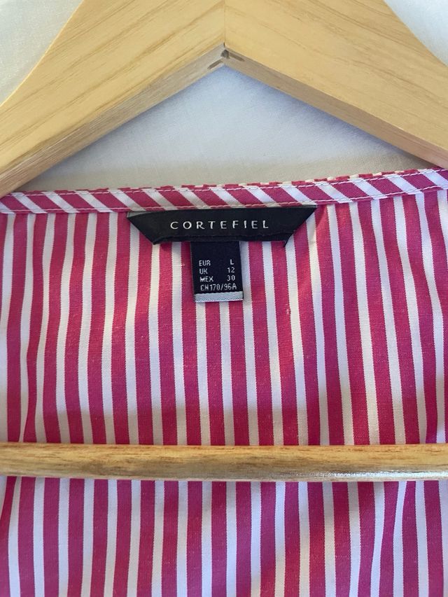 Blusa Cortefiel rayas rojo/fucsia -blanca talla 42