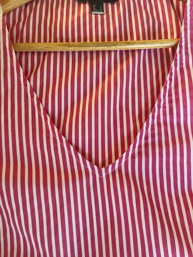 Blusa Cortefiel rayas rojo/fucsia -blanca talla 42