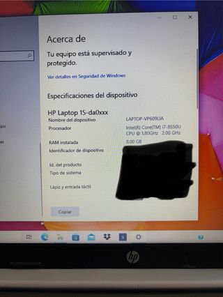 HP 15-da0xxx i7 8Gen - Portátil