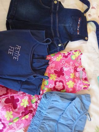 Ropa niña 5 años: 3 vestidos + peto