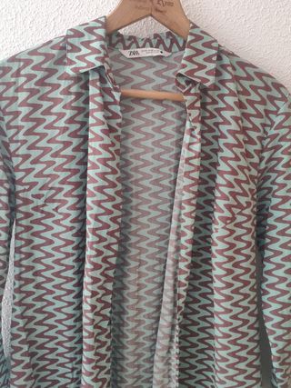 Camisa Zara - Verde & Marrón