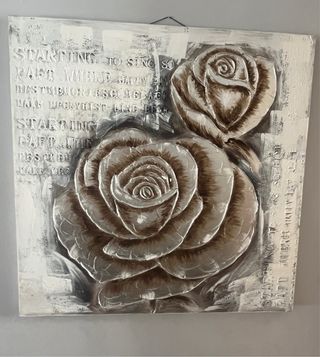 Cuadro relieve marrón y plata