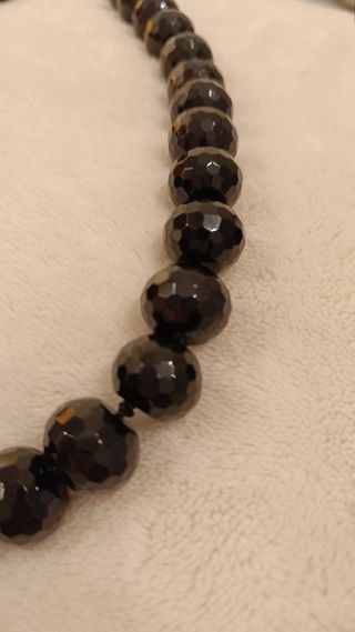 Collar negro perlas & flor