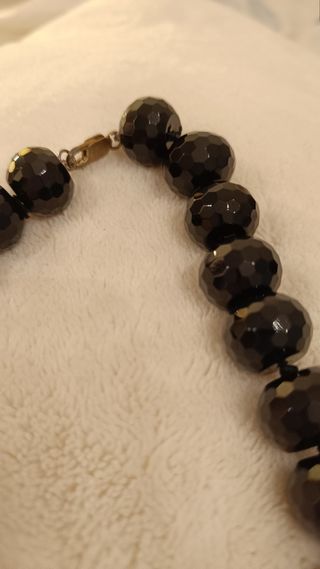 Collar negro perlas & flor