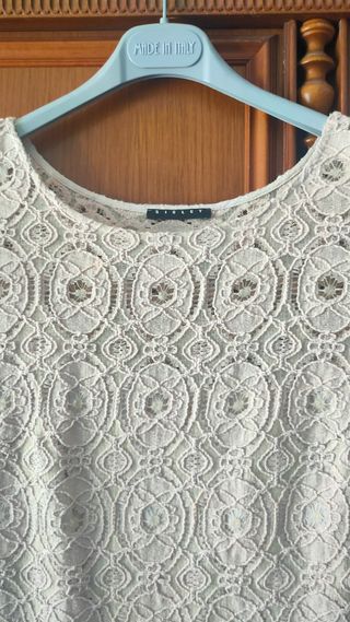 Miniabito beige traforato