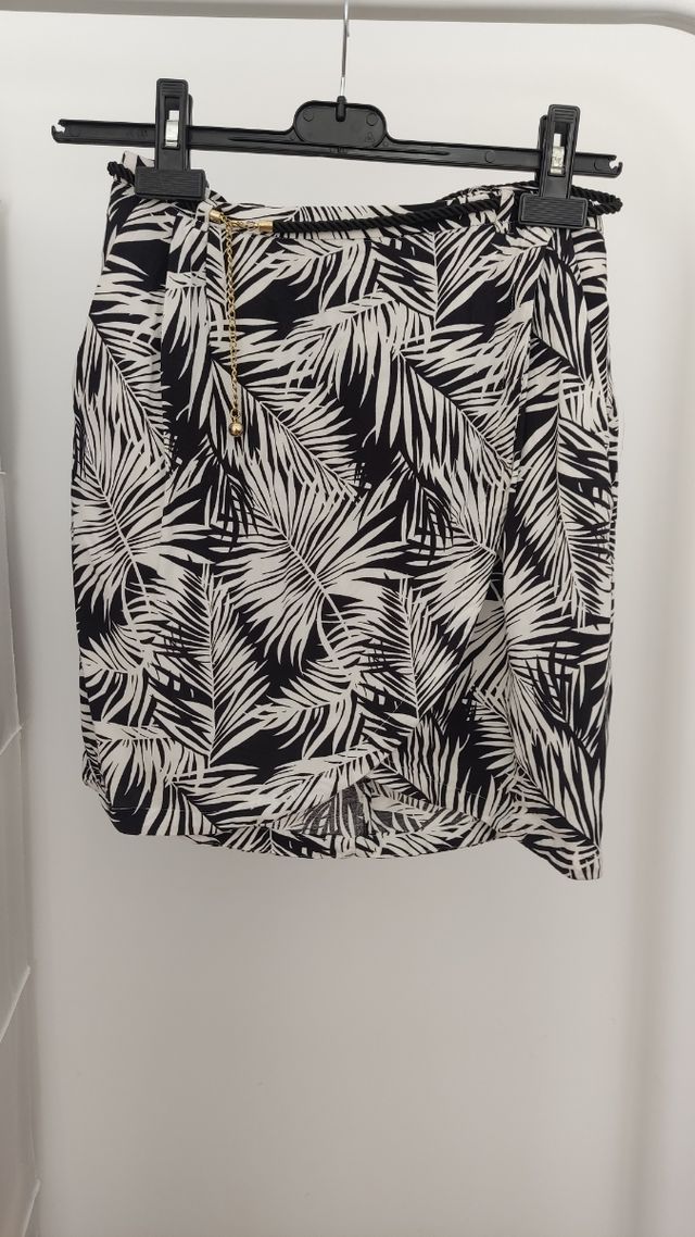 Falda estampada negra y blanca - Talla XS