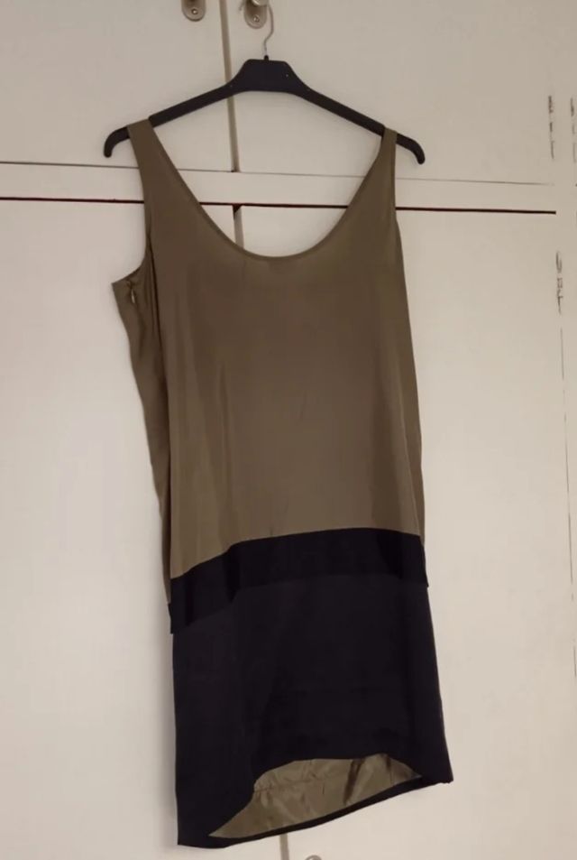 Vestido camisero L - verde oliva y negro