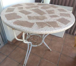 Mesa terraza exterior - Metal y piedra